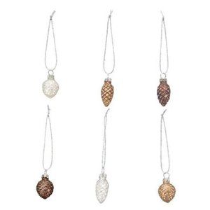 Miniature Glass Pinecone Ornaments - Primitives by Kathy - Set of 6